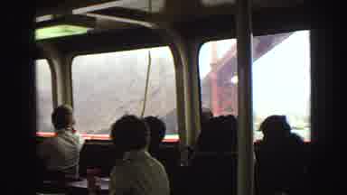 Vancouver Bc Canada (1968): A Group Of People On A Boat Sail Under The Red Golden