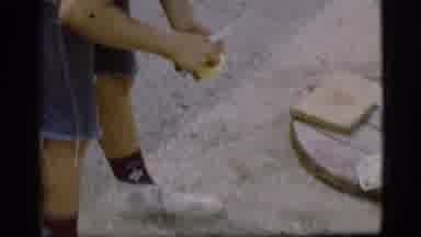 Cottonwood Arizona (1968): Shirtless Little Boy Cutting Something With The Knife