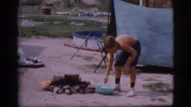 Cottonwood Arizona (1968): Camping Cooking Fire Outdoors Child Male Boiling Tent