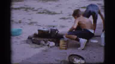 Cottonwood Arizona (1968): Two Boys Make Sure The Campfire Is Stocked Up As They