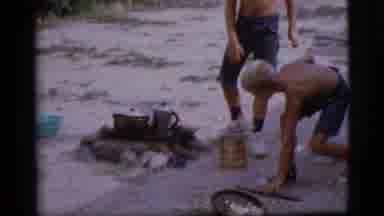 Cottonwood Arizona (1968): Two Children Outside Holding A Stick Moving Firewood