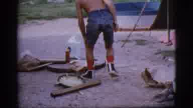 Cottonwood Arizona (1968): Boy At Campsite With Tent And Fire With Pots Cooking