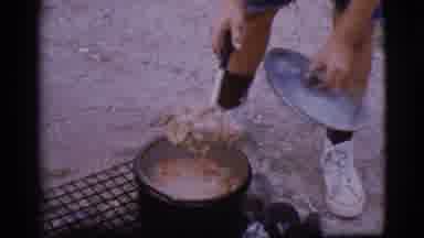 Cottonwood Arizona (1968): Man Cooking Meat And Vegetables In A Pot Over An