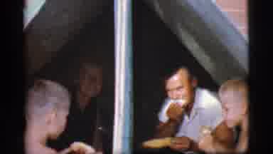 Cottonwood Arizona (1968): Family Of Four Chows Down On Corn In A Tent On A Picnic