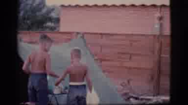 Cottonwood Arizona (1968): Old Home Movie Of Two Young Boys Outside In Jean Shorts