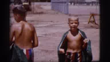 Cottonwood Arizona (1968): Two Kids Drying Up After A Time In The Pool