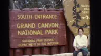 Arizona USA (1968): Lady Sitting On A Wood In A Park Waving To The Person Who Is