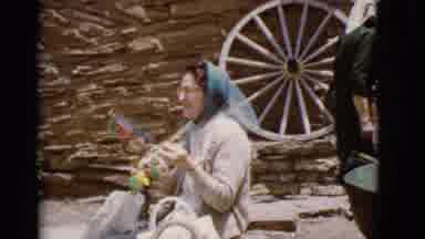 Arizona USA (1968): Elderly Woman With Handicrafts Sitting On The Sidewalk And A