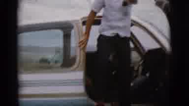 Flagstaff Arizona (1968): Kids Walking Off Of Airplane And Hugging Mom