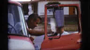 Flagstaff Arizona (1968): Son Hugging His Father While He Exits His Car