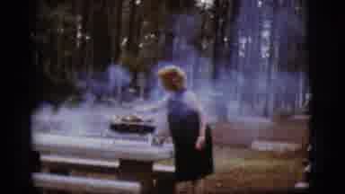 Flagstaff Arizona (1968): Woman Grilling Food Outside In The Country Surrounded By