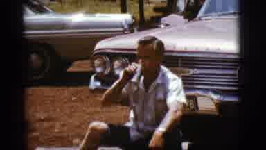 Flagstaff Arizona (1968): Sitting Before A Car And Enjoying A Refreshing Drink