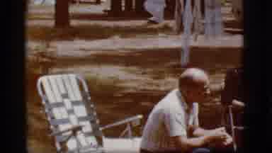 Flagstaff Arizona (1968): Three People Sit Outside Of A Trailer Home In Lawn