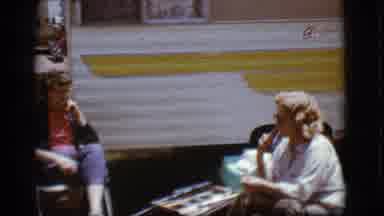 Flagstaff Arizona (1968): The Lady And Her Friend Eat Near A Nice Rv
