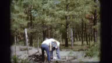 Flagstaff Arizona (1968): Two Men In A Forest Move Dead And Dried Out Sticks And