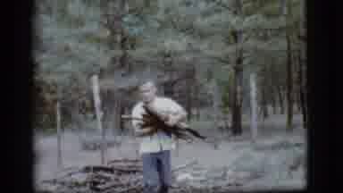 Flagstaff Arizona (1968): A Man Carrying Wood From The Woods He Seems Stressed