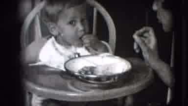 New Hampshire USA (1942): Black And White Film About Toddler Boy Eating Food While