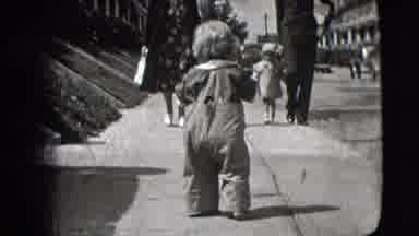 New Hampshire USA (1942): Female Toddler And Her Parents Approach Male Toddler