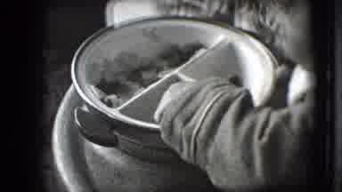 New Hampshire USA (1942): Baby Eating Breakfast And Drinking Milk In High Chair