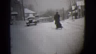Buffalo New York (1944): Child Being Pulled On A Sled Outside