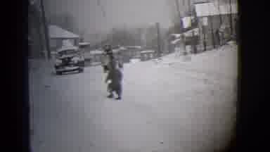 Buffalo New York (1944): Child In Heavy Winter Coat Walking Around In Fresh Snow