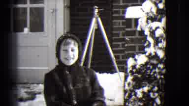 Buffalo New York (1944): Boy Talking To Someone While Outside In The Snow And