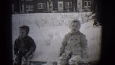 Buffalo New York (1944): Two Children Sitting Outside On A Step With Lots Of