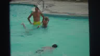 Yellowstone Wyoming USA (1971): A Little Girl In A Green Bathing Suit Runs Full