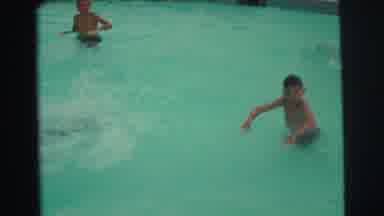 Yellowstone Wyoming USA (1971): Little Kids Playing In The Pool Outside In The
