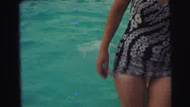 Yellowstone Wyoming USA (1971): A Woman Getting Out Of The Pool And A Boy Diving