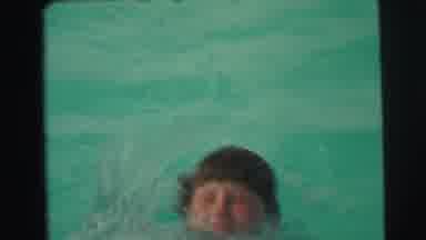 Yellowstone Wyoming USA (1971): Boy Swims In The Pool And Dad Jumps Into The Water