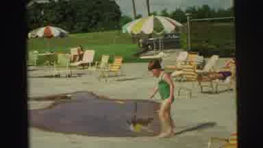 Yellowstone Wyoming USA (1971): Young Child Running And Jumping In To A