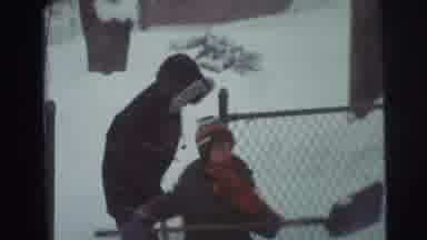East Lansing Michigan (1972): Two Children Shovel Snow