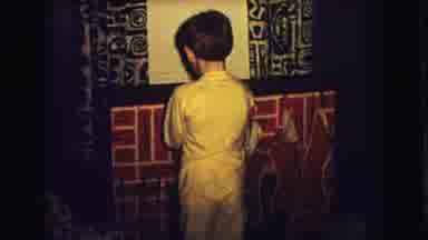 Superior Wisconsin (1973): Boy Wearing Yellow Sleepwear Hangs Stocking On Red