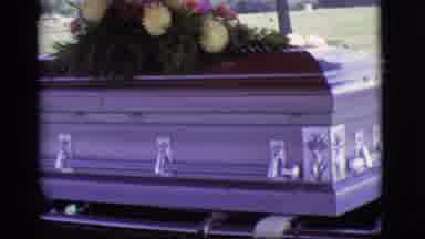 Des Moines Iowa (1966): A Lavender Casket Adorned With Huge Yellow And Pink