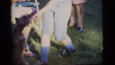 Des Moines Iowa (1966): Kids Playing With Dog And Give Him A Treat