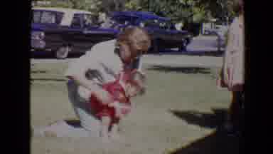 Evansville Indiana USA (1967): Family Playing With Baby On The Yard