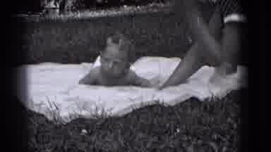 Trenton New Jersey (1941): Black And White Footage Of Baby On Blanket On A Grassy