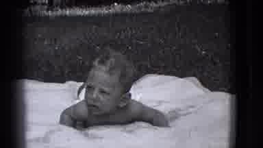 Trenton New Jersey (1941): Infant Lying On White Blanket On Grass On A Clear Day
