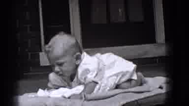 Trenton New Jersey (1941): Newborn Baby Floor Crawling Moving Blanket White