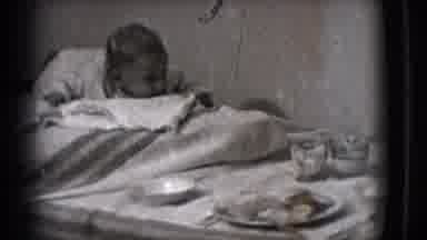 Trenton New Jersey (1941): Child Playing On The Bed Ready For His Food