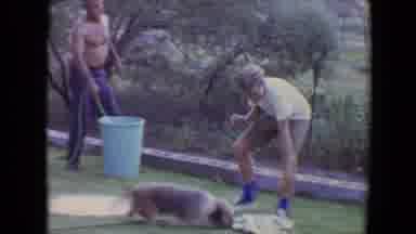 Flagstaff Arizona-1961: Boys Play Outside With Their Dog In Backyard