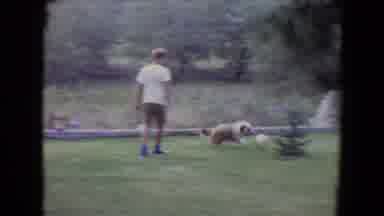 Flagstaff Arizona (1961): Boy Watching His Dog Play With A Soccer Ball