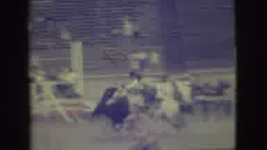Denver Colorado (1949): Man On Horseback Wrestles Black Bull In Rodeo On A Clear