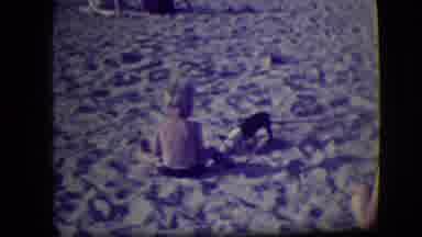 Asbury Park New Jersey (1946): Boy And Girl Dog Digging Hole Beach Sand Sunny Mom