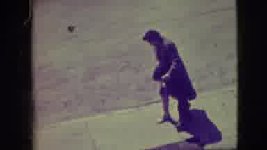 Elmwood Park Illinois (1945): Mommy Teaching Her Boy How To Skate