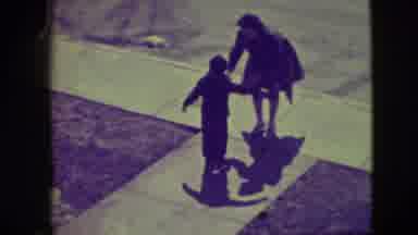 Elmwood Park Illinois (1945): Mom Teaching Child To Roller Skate