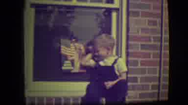 Park Ridge Illinois (1946): White Baby Looks At The Awesome American Flag