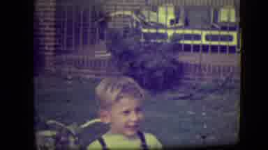 Park Ridge Illinois (1946): A Small Kid Have Yellow Hair Smiling Near Bicycle In