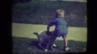 Park Ridge Illinois (1946): Little Boy Interested What Small Dog Has And Maneuver